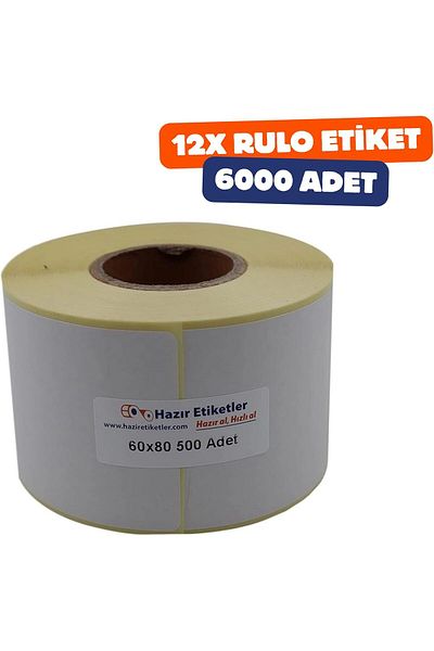 STOREMAX Rom Sticker 60mm X 80mm 500 in a Roll 12 Rolls of 6000 Pieces 40mm Kuka Diameter Non-Printing Barcode Y