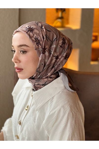 Modakaşmir Eșarfă din bumbac cu model de flori aurii