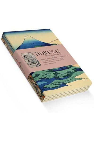 LUXE Mount Fuji Series Iv - A5, Hokusai Set of 4 Notebooks Iv, Unlined, Total 256 Pages, 64 S Each