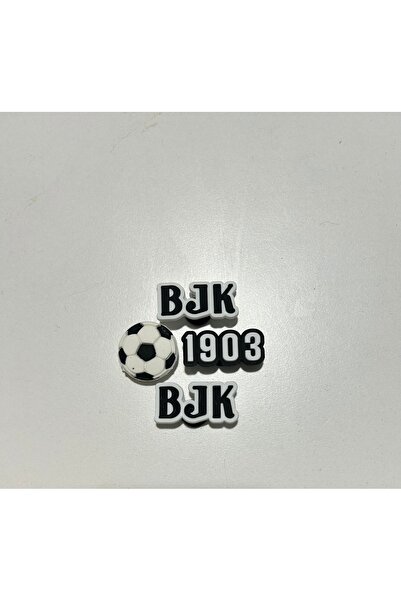 BUTİKSULTANS taraftar siyah beyaz  jibbitz terlik süsü