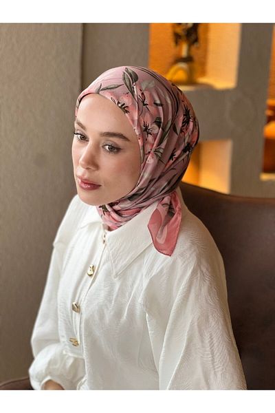 Modakaşmir Gold Flower Pattern Cotton Scarf