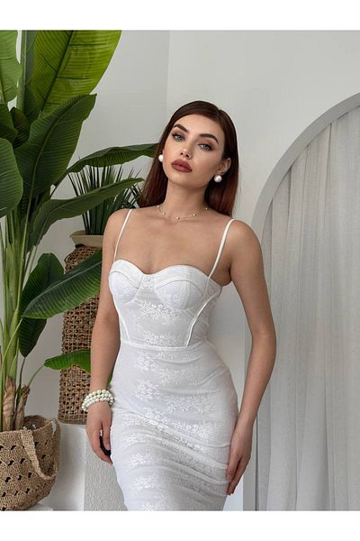 conconmoda Women's Heart Collar Lace Strap Juana Dress