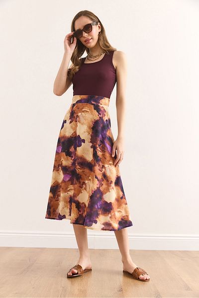 Olalook Rochie midi pentru femei, burgundă, cu fermoar ascuns, cu garnitură laterală ELB-19002393