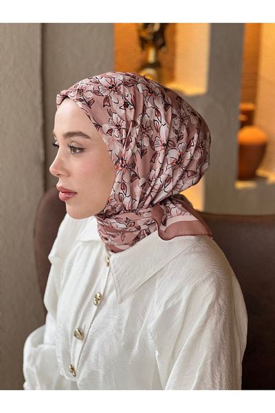 Modakaşmir Freesia Pattern Cotton Scarf