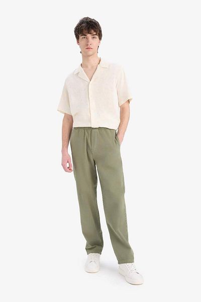 DeFacto Νέα σεζόν Loose Casual Cut Wide Leg Καλοκαιρινό λινό παντελόνι