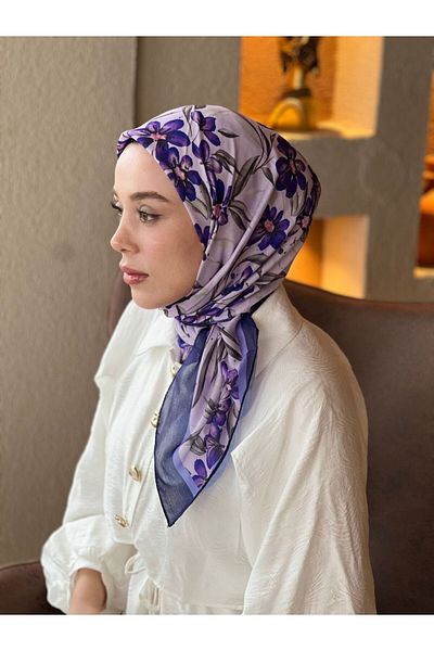 Modakaşmir Eșarfă din bumbac cu model de flori aurii