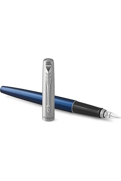 Mu Art Ahşap Mrt Jotter Blue Chrome Design Fountain Pen, Medium Thickness Nib, Blue Ink Art 871301