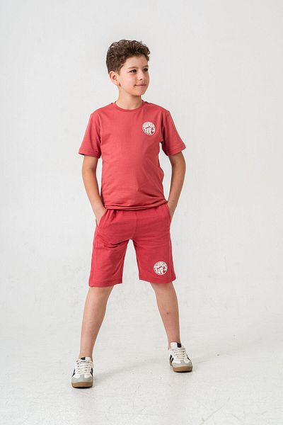 Mışıl Kids Surf Ups Printed Boys Shorts with Leg and Back Print Detail - T-Shirt Set