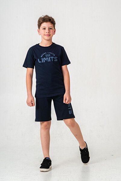 Mışıl Kids Break Limits Fearless Nothing Limits Pantaloni scurți pentru băieți cu imprimeu - Set de tricouri