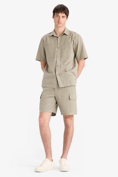 DeFacto New Season 100% Cotton Relax Fit Summer Short Sleeve Shirt with Pockets