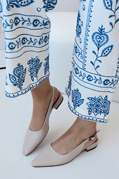 POLKA STORE Smart Matte Leather Pointed Toe Short Block Heeled Women's Shoes