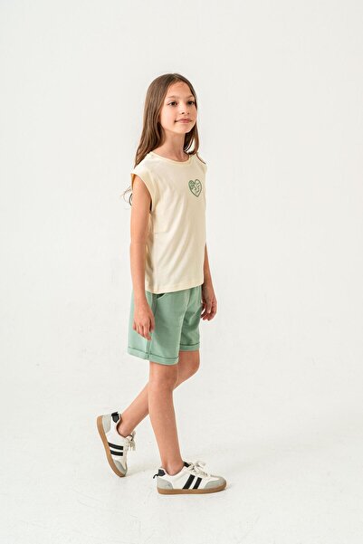 Mışıl Kids Dance With Your Heart Printed Κοριτσίστικο Σορτς - Σετ T-Shirt