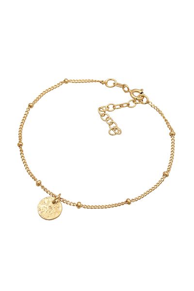 ELLI Bracelet Ladies Satte Chain Plate Disc Hammered In 925 Sterling Silver