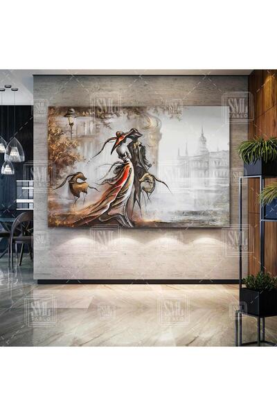 SML TABLO Birbirine Sarılan Çift Aşk Love Manzara Köpek Art Dekoratif Yatay K...