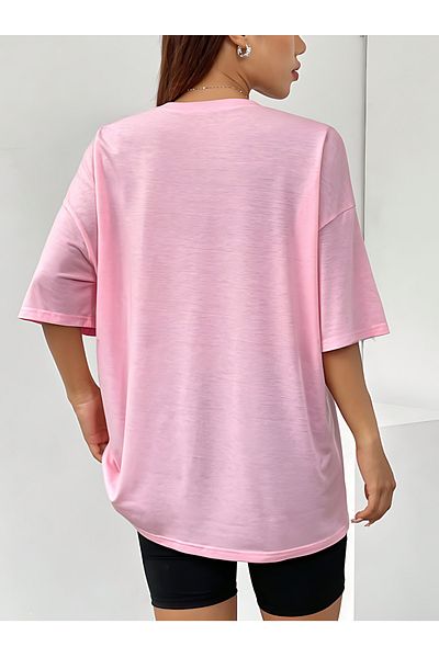 BEETON Roads Lead Pink Oversize T-Shirt - Crew Neck, κοντομάνικο