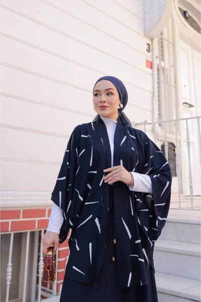 QUAWEAR Relaxed Fit Short Sleeve Patterned Kimono with Lace-Up Waist Skirt Set of Two