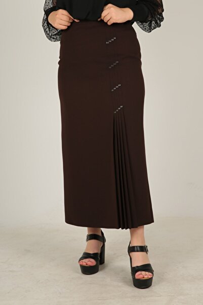 Butik Δερμάτινη λεπτομερής φόδρα με πλισέ ύφασμα Πουροτσάρι Mother's Skirt