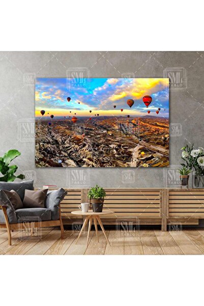 SML TABLO Kapadokya Nevşehir Türkiye Balon Turu Manzara Doğa Tur Yatay Kanvas...
