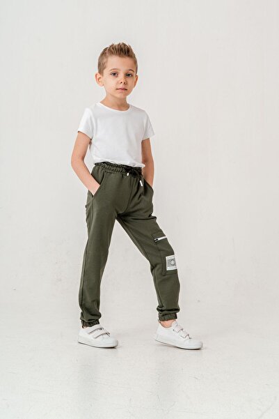 Mışıl Kids Pantaloni de trening pentru băieți cu buzunar cargo cu buzunar