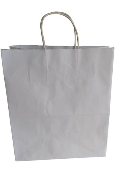 Mu Art Ahşap Mrt Paper Bag Bag with Handle White Kraft Bag Bag 26X14X30 cm (25 Units) Art 871301