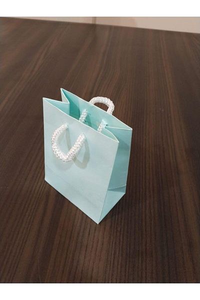 Mu Art Ahşap Bag Kraft Bag Bag Blue 8X5X11 cm 25 Pcs Art 871301
