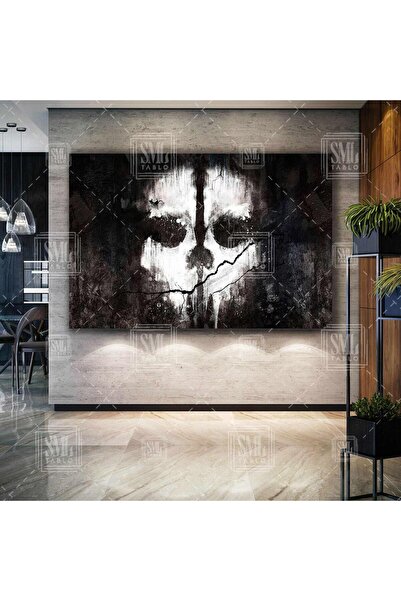 SML TABLO Call Of Duty Simge Kurukafa Dekorasyon Yatay Kanvas Tablo