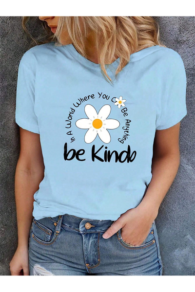 BEETON Tricou Be Kind Flower - Tricou cu mânecă scurtă oversize cu imprimeu B...