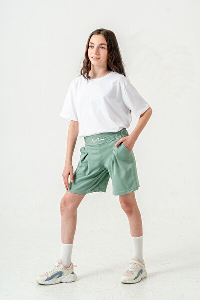 Mışıl Kids Girl's Shorts with Embroidery on the Waistband