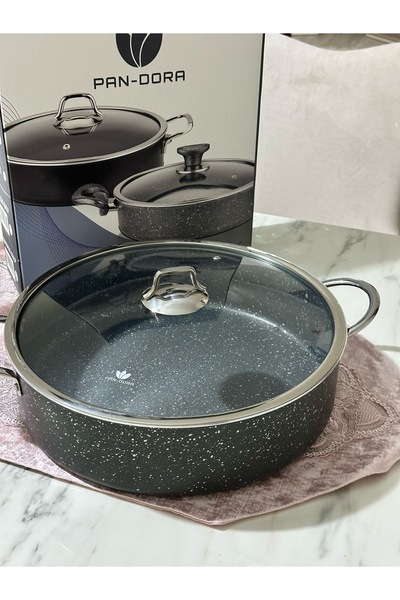 EVİNDA Evinda Pan-Dora 36 cm Granite Flat Pot