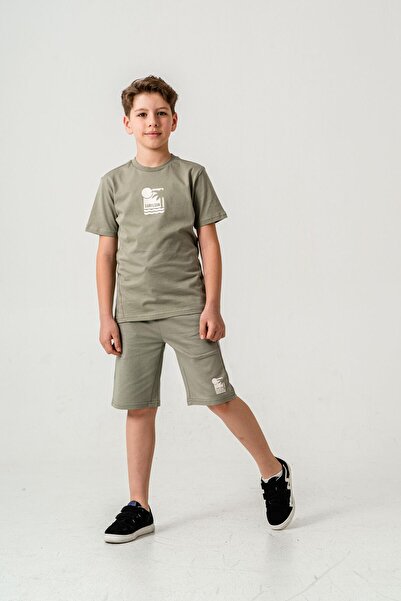 Mışıl Kids Pantaloni scurți pentru băieți cu imprimeu Surf & Sun - Set de tricou