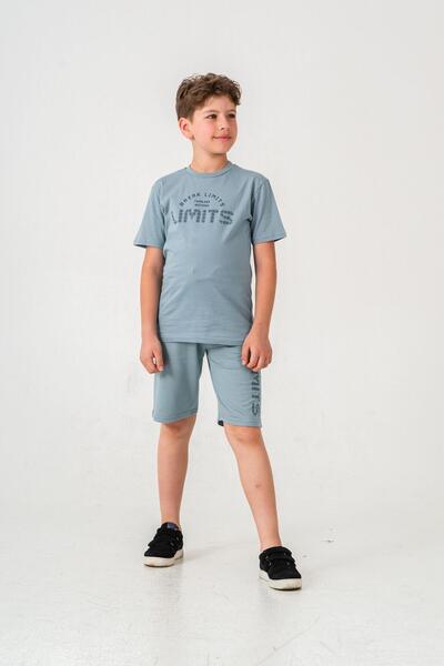 Mışıl Kids Break Limits Fearless Nothing Limits Printed Boys Shorts - T-Shirt Set