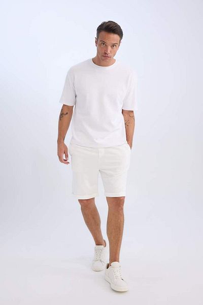 DeFacto New Season 100% Cotton Summer Relax Fit White Jean Bermuda Shorts