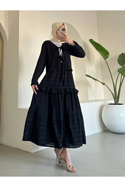 HİJABAYA Set fustă ondulată cu legare în față