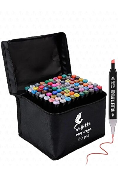 STOREMAX Rom Moringa 80'li Çift Taraflı Art Marker Keçeli Kalem Seti Çantalı ...