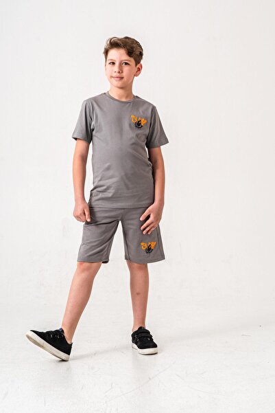 Mışıl Kids Ust Top and Back Printed Boy Shorts - T-Shirt Set