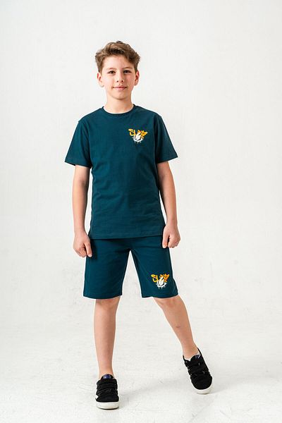 Mışıl Kids Комплект от къси панталони и тениска за момче с щампа на горнището и гърба