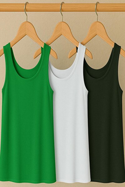 COTENCONCEPT 3 Pieces A-Line Comfortable Fit Basic Thick Strap Undershirt T-S...