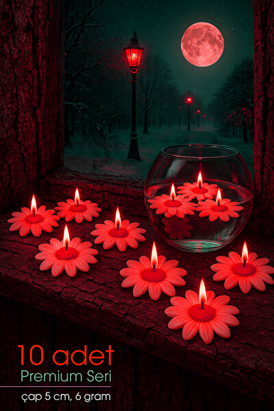 FANTASTİK SANAT ATÖLYESİ 10 Adet Suda Yüzen ve Tealight Olarak Kullanılabilen Papatya Mum | Dekoratif Hediyelik