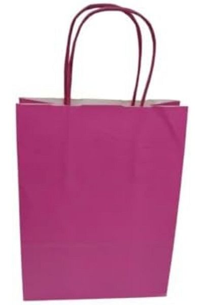 Mu Art Ahşap Paper Bag Bag with Handle Kraft Bag Paper Bag Pink 18X8X24 cm (25 Units)