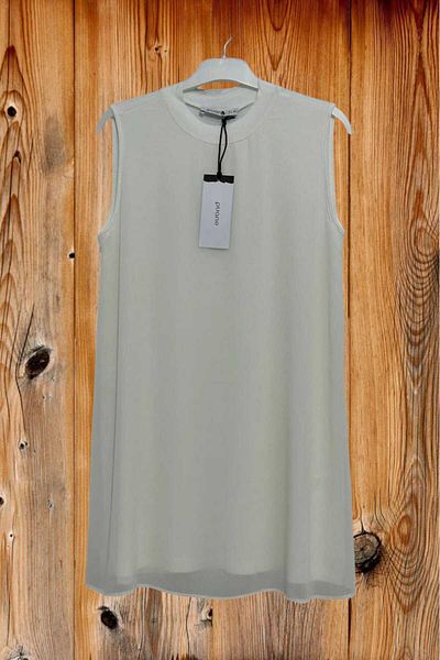 Puane Women's Ecru Color Zero Sleeve Front Chiffon Detailed Tunic - Underwear 102700