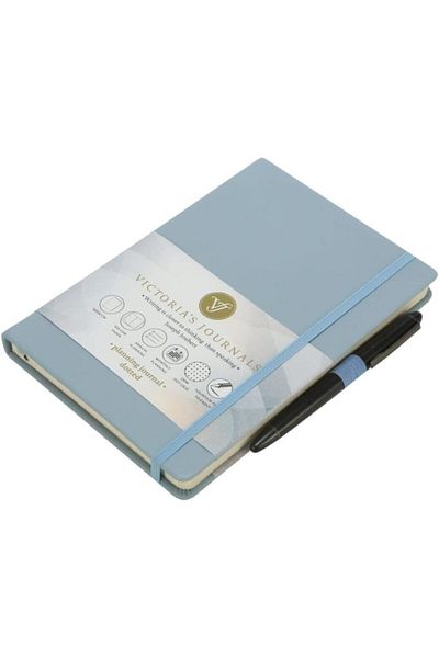 Mu Art Ahşap Mrt Hard Cover Elastic Undated Thick Leafed Dotted Notebook 14X20 cm Pastel Blue Art 871301