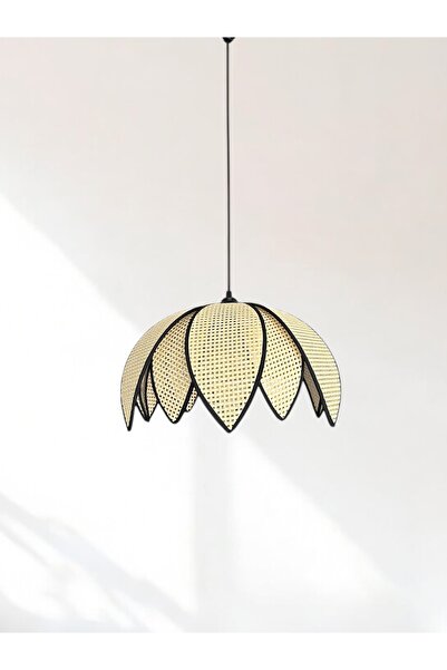 KorFam modern hazeran görünümlü çift yapraklı çiçek şeklinde bohem rustik avize