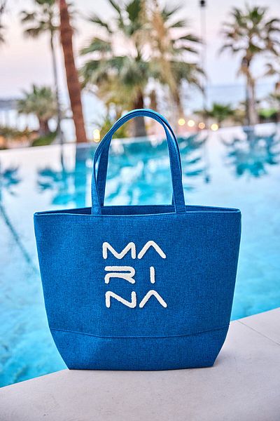 Marina Blue Beach Bag with Lining and Zipper Ca2501-4