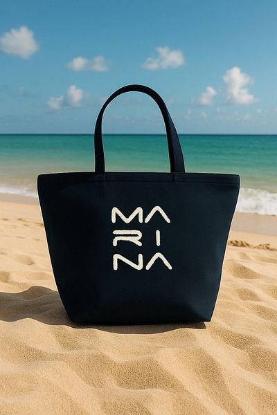 Marina Navy Blue Beach Bag with Lining and Zipper Ca2501-2
