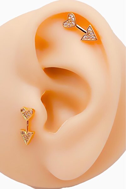 Trinos Cerrrahi Çelik Zirkon Taşlı ''Eros'un Oku'' Tragus Helix Piercing (1adet)