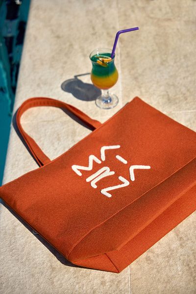 Marina Orange Beach Bag with Lining and Zipper Ca2501-5