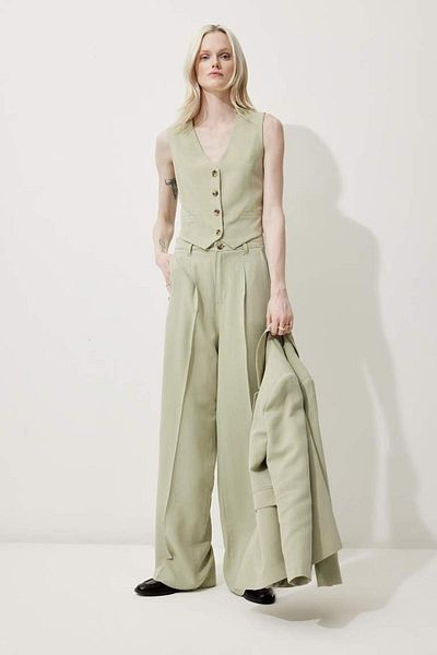 DeFacto New Season V-Neck Linen Blended Blazer Vest