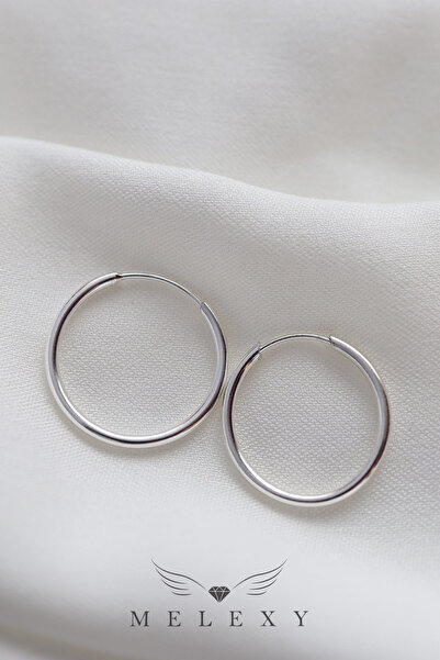 MELEXY 925 Ayar Gümüş 2 Cm Halka Küpe