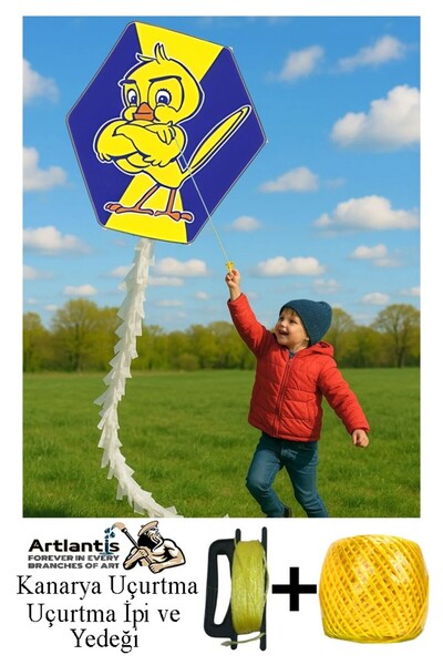 Artlantis Renkli Uçurtma Çıtalı Yedek İpli 1 Paket Uçurması Kolay Uçurtma Ahş...