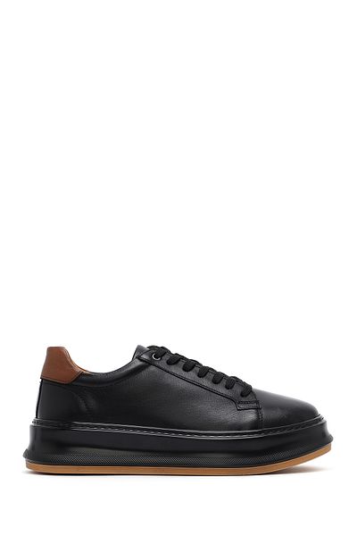 Derimod Men's Black Lace-Up Thick Soled Leather Sneaker 25Sfd 675118
